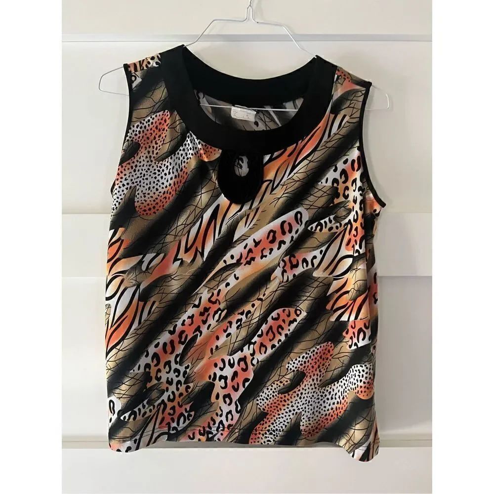 Vintage Southern Lady tiger striped tank top blouse size L